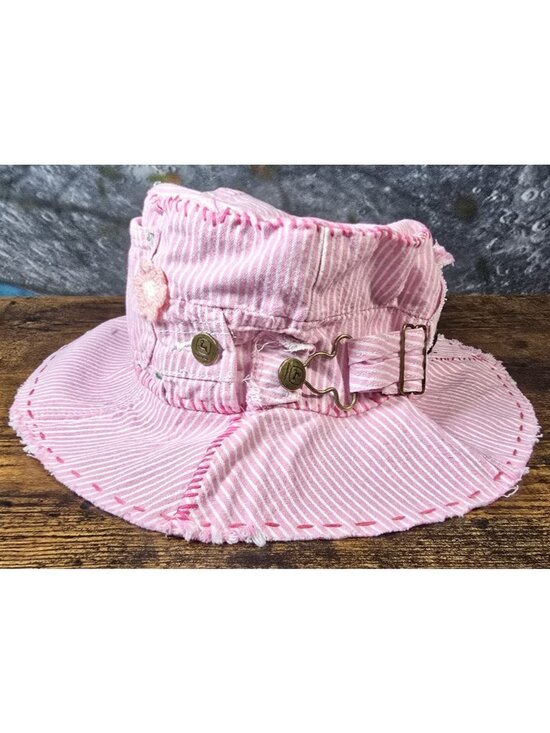 OOAK Handmade Boho Indie Pink John Deere Upcycle Bucket Hat Adjustable M 22\